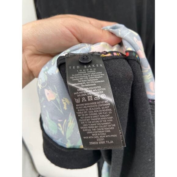 Ted Baker London Tilja Black Botanical Floral Longline Cardigan Sweater NWT - Picture 6 of 6